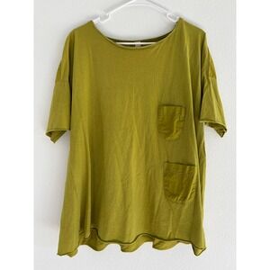 Trendy Wendy Top Womens OSFA Green Short Sleeve‎ Pocket Lagenlook Italy Artsy